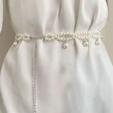 Pearl Chain Belt Wedding Waist Strap Slim Girdle Waist Belt