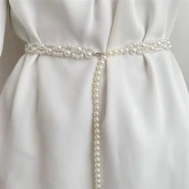 Pearl Chain Belt Wedding Waist Strap Slim Girdle Waist Belt