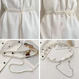 Pearl Chain Belt Wedding Waist Strap Slim Girdle Waist Belt