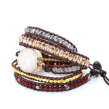 5-Strand Natural Stone Quartz Charm Wrap Bracelet