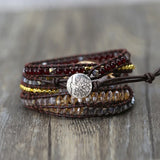 5-Strand Natural Stone Quartz Charm Wrap Bracelet