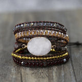 5-Strand Natural Stone Quartz Charm Wrap Bracelet
