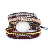 5-Strand Natural Stone Quartz Charm Wrap Bracelet