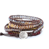 5-Strand Natural Stone Quartz Charm Wrap Bracelet