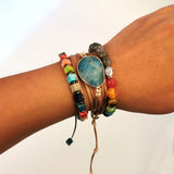 Women Wrap Bracelet Multilayer Rope Friendship Bracelet Amazonite Stone Boho
