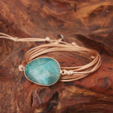 Women Wrap Bracelet Multilayer Rope Friendship Bracelet Amazonite Stone Boho