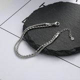Women Silver Wristband Charms Bracelet Double Chains Bangle