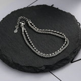 Women Silver Wristband Charms Bracelet Double Chains Bangle