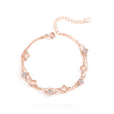 925 Sterling Silver Four Leaf Clover Rose Bracelet for Women