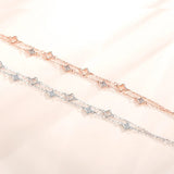 925 Sterling Silver Four Leaf Clover Rose Bracelet for Women