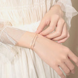 925 Sterling Silver Four Leaf Clover Rose Bracelet for Women