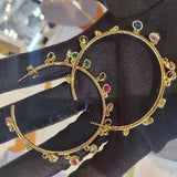 Colorful Zircon Plated Ring Earrings - Hoop Jewelry for Women
