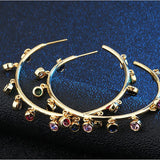 Colorful Zircon Plated Ring Earrings - Hoop Jewelry for Women