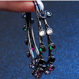 Colorful Zircon Plated Ring Earrings - Hoop Jewelry for Women