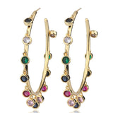 Colorful Zircon Plated Ring Earrings - Hoop Jewelry for Women