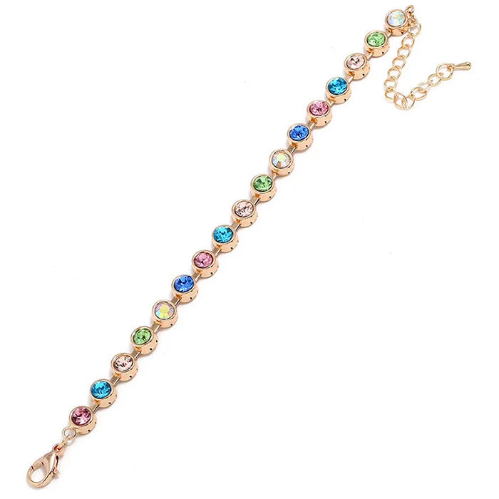 Colorful Crystal Round Metal Bracelet Geometric Circle Jewelry