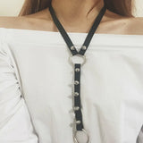 Women Leather Choker Necklace Punk HARAJUKU Goth Rock Torques