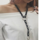 Women Leather Choker Necklace Punk HARAJUKU Goth Rock Torques