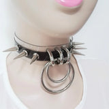 Women Leather Punk Choker Necklace Harajuku Collar Rivet Spike