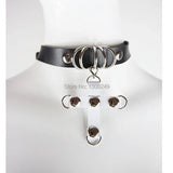 Sexy Punk Leather Choker Necklace with Cross Studs