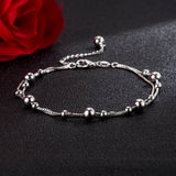 925 Sterling Silver Anklet Bead Box Chain Ankle Bracelet