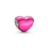 Sterling Silver Heart Pendant Bracelet Set Pink DIY Gift