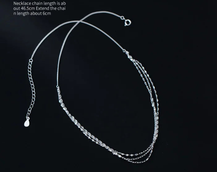 925 Sterling Silver Three-Twist Chain Long Necklace