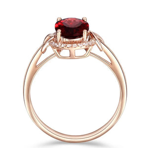 Women's Ruby Engagement Wedding Ring 18K Rose Plated Jewelry