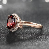 Women's Ruby Engagement Wedding Ring 18K Rose Plated Jewelry