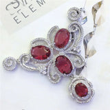 Women's Silver Red CZ Necklace Pendant