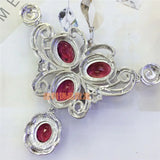 Women's Silver Red CZ Necklace Pendant