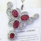 Women's Silver Red CZ Necklace Pendant