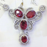 Women's Silver Red CZ Necklace Pendant