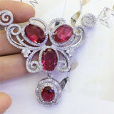 Women's Silver Red CZ Necklace Pendant