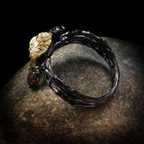 Parrot Wedding Band Ring Red Zircon Two Tone Women's Jewelry