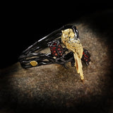 Parrot Wedding Band Ring Red Zircon Two Tone Women's Jewelry