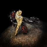Parrot Wedding Band Ring Red Zircon Two Tone Women's Jewelry