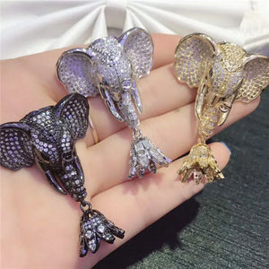 Women's 32x50mm Gold Plated Elephant Pendant Tassel