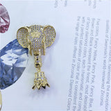 Women's 32x50mm Gold Plated Elephant Pendant Tassel