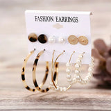 6-Piece Acrylic Pearl C-Shaped Earrings Set