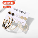 6-Piece Acrylic Pearl C-Shaped Earrings Set