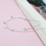 925 Silver Heart Pendant Anklet Sandals Jewelry
