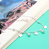 925 Silver Heart Pendant Anklet Sandals Jewelry