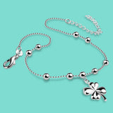 925 Silver Clover Pendant Anklet Beach Jewelry