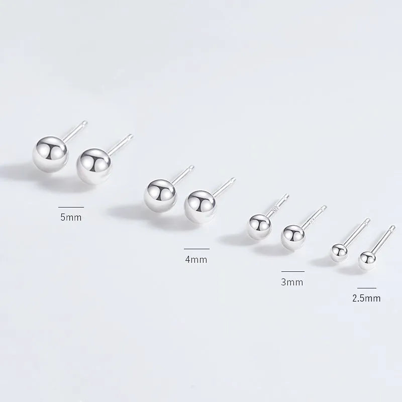 925 Silver Ear Nail 2.5mm-5mm Round Bead Jewelry Couple Gift