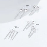 925 Silver Ear Nail 2.5mm-5mm Round Bead Jewelry Couple Gift