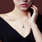925 Silver Aquamarine Pendant Necklace Wedding Gift Jewelry