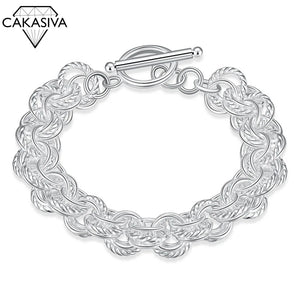 Women's 925 Silver Bracelet Hollow Silver Jewelry 20.5CM*1.0CM
