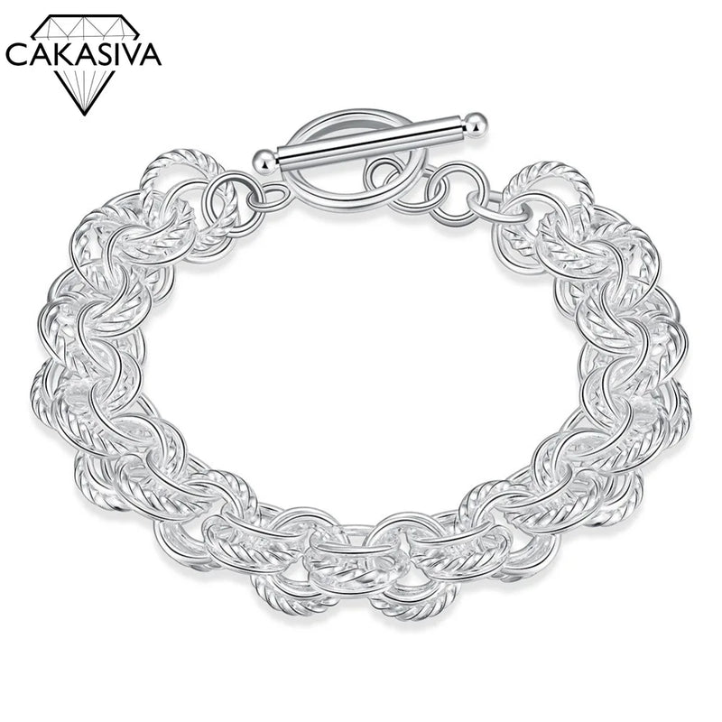 Women's 925 Silver Bracelet Hollow Silver Jewelry 20.5CM*1.0CM