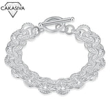 Women's 925 Silver Bracelet Hollow Silver Jewelry 20.5CM*1.0CM